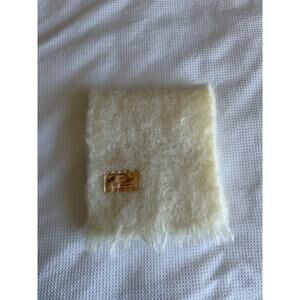 Vintage Scottish 100% Mohair Scarf Soft Cream Made in Scotland 45”x9”